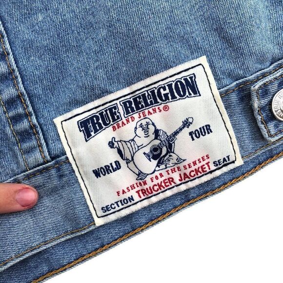 TRUE Religion Jean Jacket XXL Trucker Jacket Blue - Picture 10 of 13
